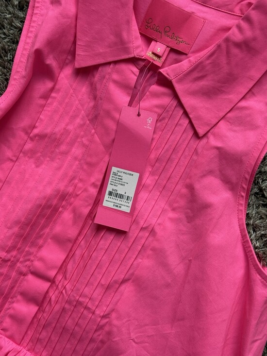 Lilly Pulitzer Caylinn Stretch Cotton Dress in Hot Pink size Small NWTs - Picture 9 of 11